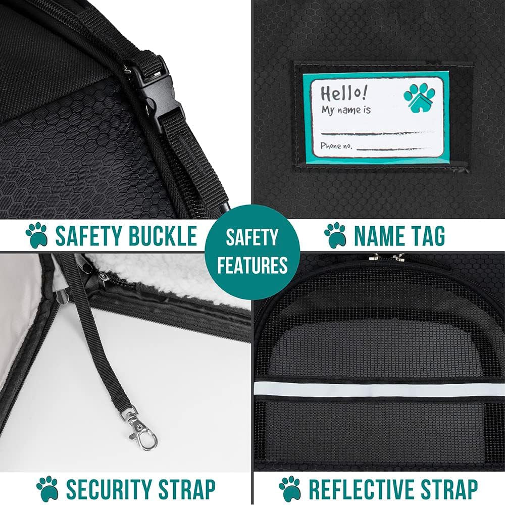 Dog Cat Backpack Carrier, Expandable Pet Carrier Backpack for Travel Hiking, Small Medium Dog Puppy Large Cat Carrying Backpack, Airline Approved Ventilated Soft Back Support, 18 Lbs, Black